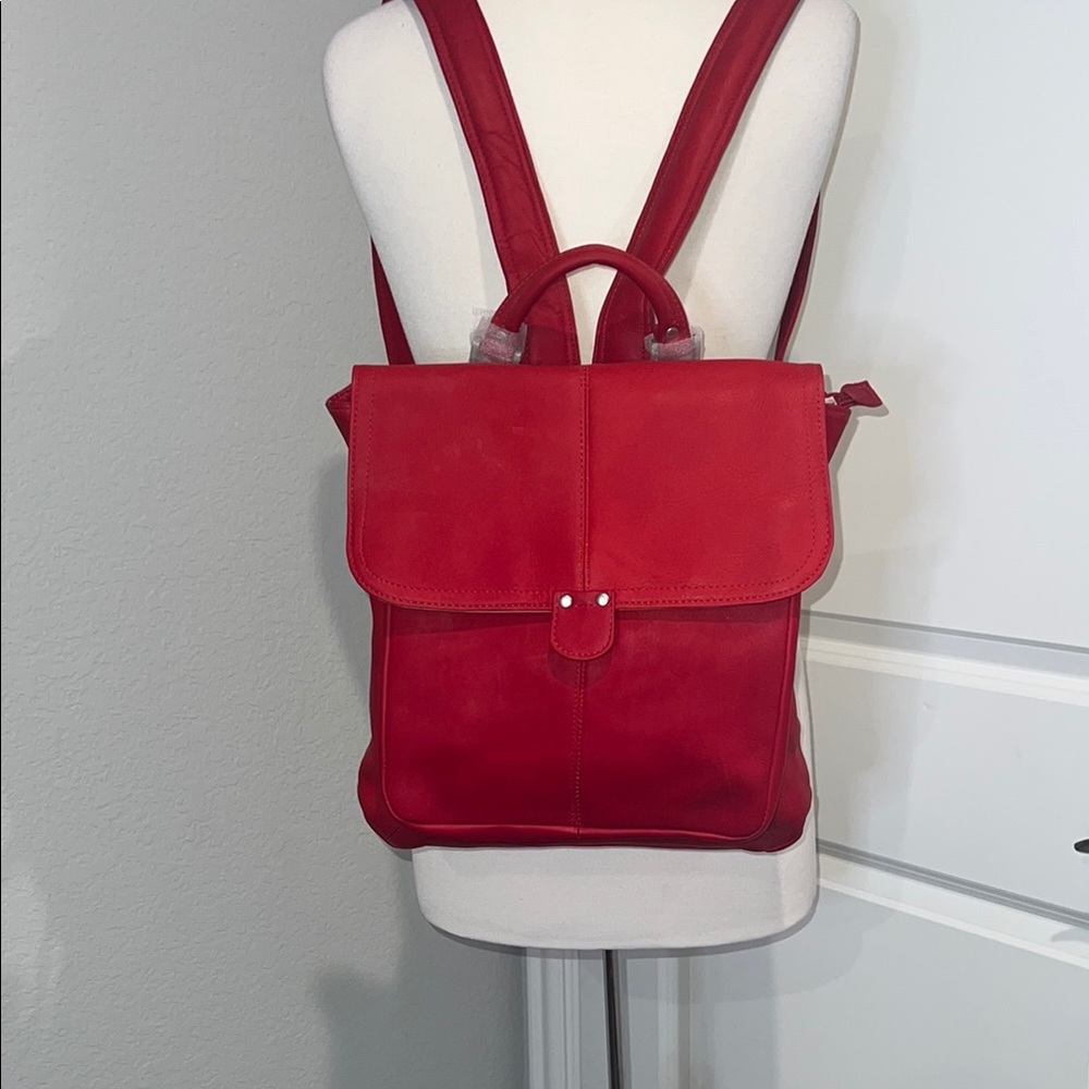 Red Leather Backpack